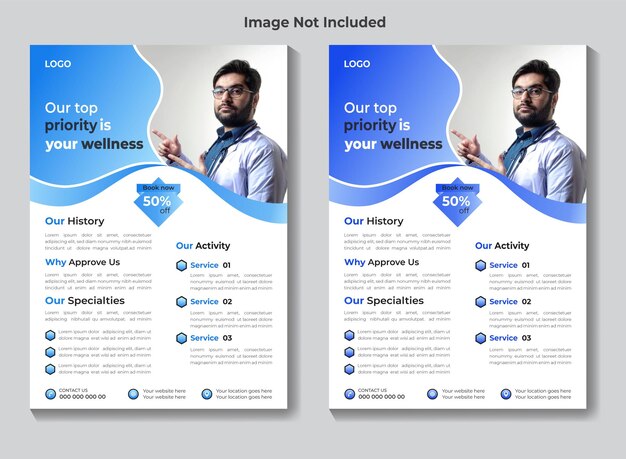 Vector vector gradient medical flyer template design