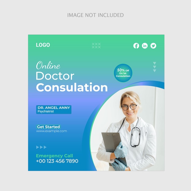 Vector vector gradient medical healthcare social media post design or promotional post