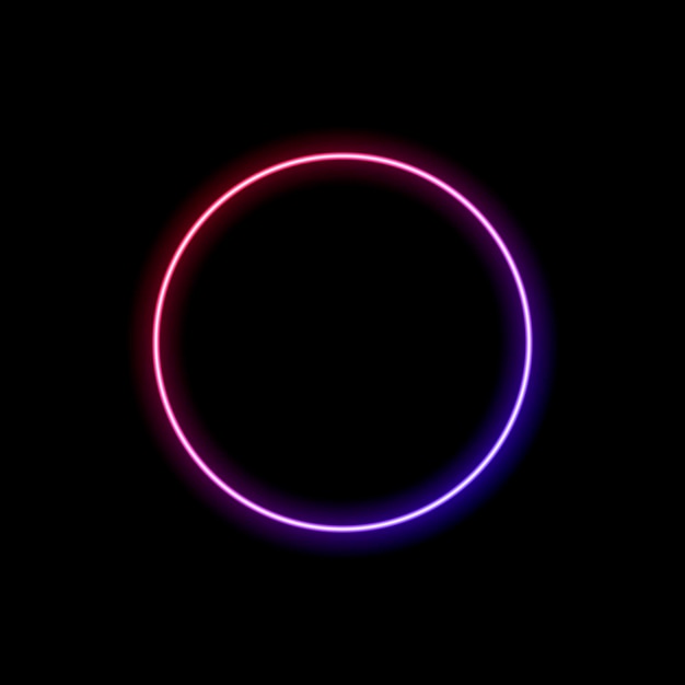 Vector vector gradient neon circle isolated on black background.