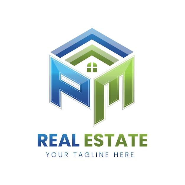 Vector vector gradient pm real estate logo