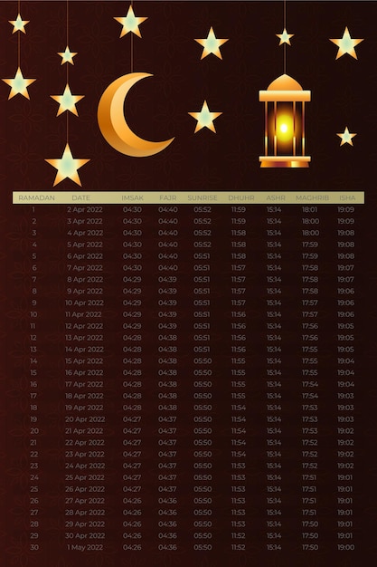 vector gradient Ramadan 2024 calendar template