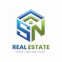 Vector vector gradient sn real estate logo