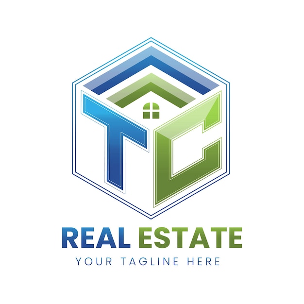 Premium Vector Vector gradient tc real estate logo