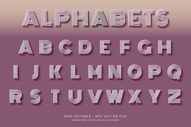 Vector gradient typography 3d render alphabet editable template