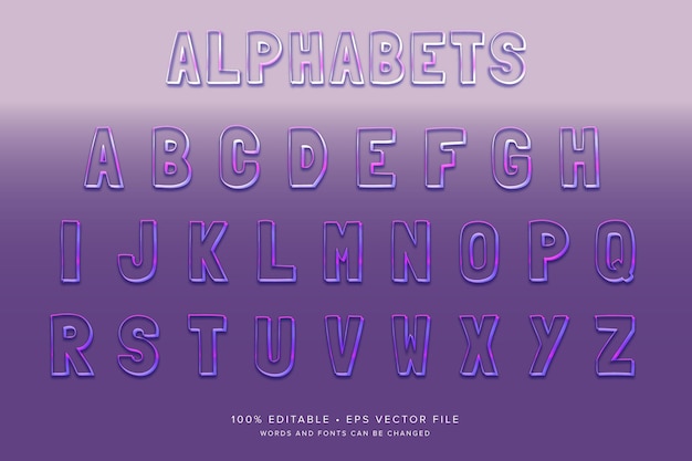 Vector gradient typography 3d render alphabet editable template