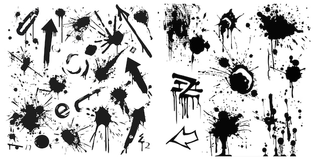 Vector graffiti dot dirty grunge ink black splash stain and drip illustration