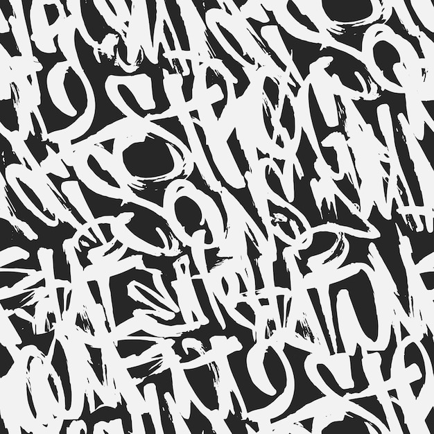 Vector graffiti grunge tags naadloze patroon, print ontwerp.