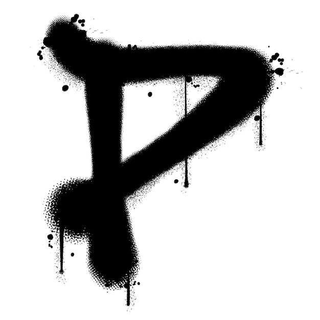 Vector graffiti spray paint alphabet P in isolated background