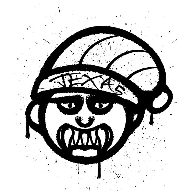 Vector vector graffiti spray paint angry man emoticon isolated vector illustration