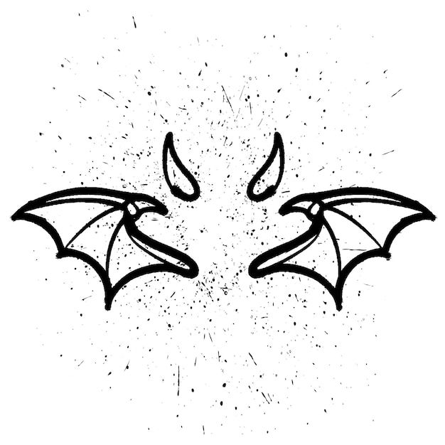 Vector graffiti spray paint devil wings isolated vector illustration