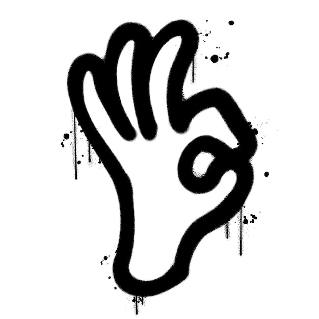 Vector graffiti spray paint ok hand icon isolated vector illustration