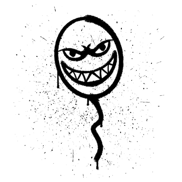 Vector graffiti spray paint smile balloon isolated vector illustration