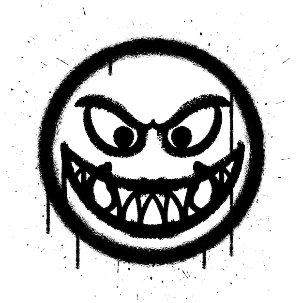 Vector graffiti spray paint smile fun face emoticon on white background vector illustration