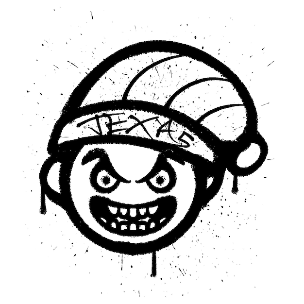 Vector graffiti spray paint smile man emoticon isolated vector illustration