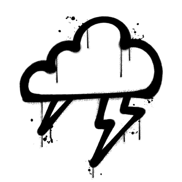 Vector graffiti spray paint thunder cloud isolated vector illustration