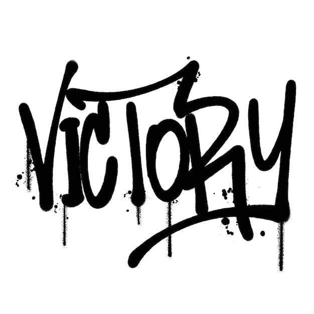vector graffiti spray paint word victory isolated vector illustration