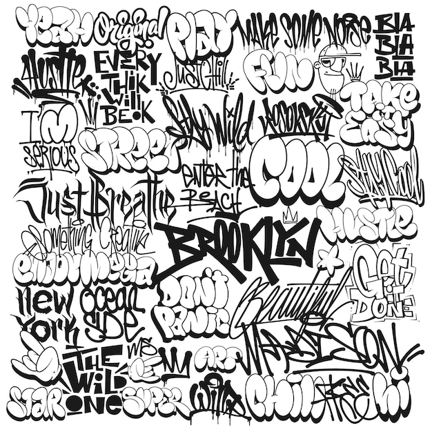 Vector graffiti-tags instellen. T-shirtontwerp, textielbanner.