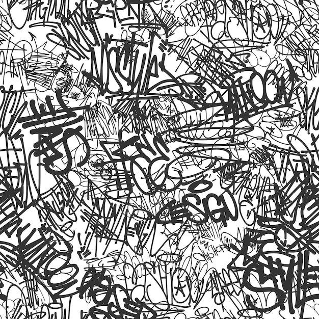 Vector graffiti tags naadloze patroon, print ontwerp.