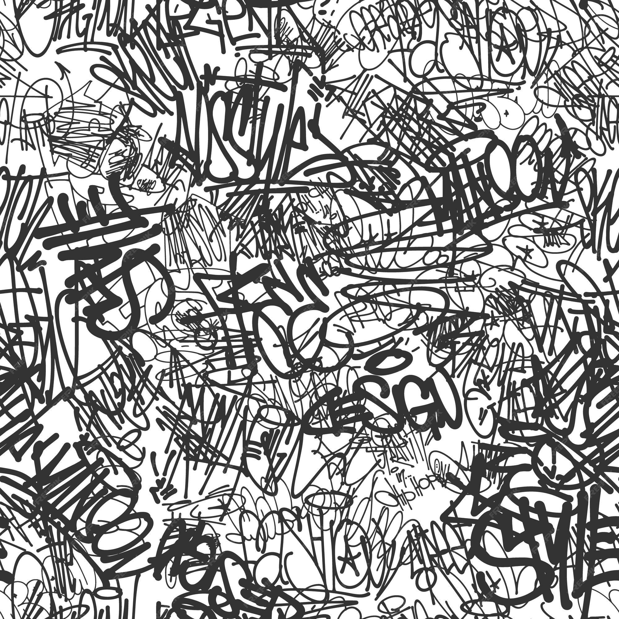 Premium Vector Vector graffiti tags seamless pattern print design 