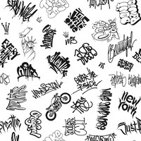 Vector vector graffiti tags urban elements seamless pattern element for tshirt design textile banner