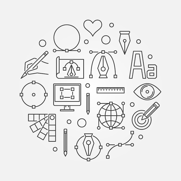 Vector vector grafisch ontwerp lineaire ronde illustratie of banner