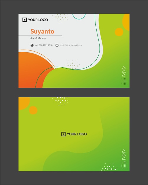 Vector grafisch ontwerp van groen oranje visitekaartje