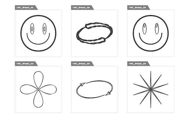Vector grafische activa Set brutalisme ster- en bloemvormen Elementen voor grafische decoratie