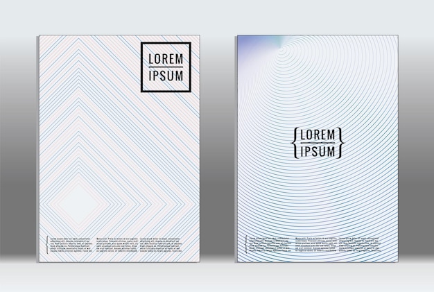 Vector grafische geometrische covers met minimalistisch patroon voor sjablonen, lay-outs, posters, brochures, catalogi, flyers. Set borden met minimalistische geometrische elementen. Ontwerpsjabloon met lijnen