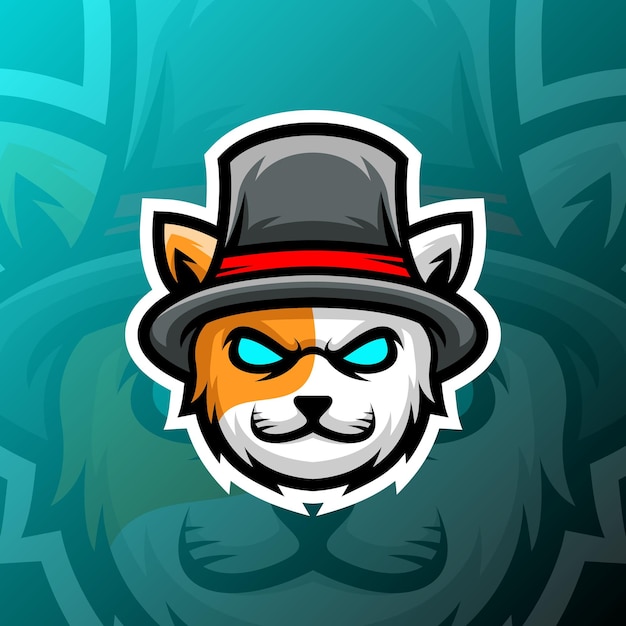 Vector grafische illustratie van een kattenmaffia in esport-logo-stijl, perfect voor gameteam of product