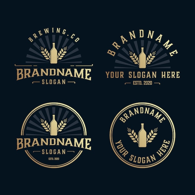 Vector grafische set brouwerij vintage logo ontwerpsjabloon