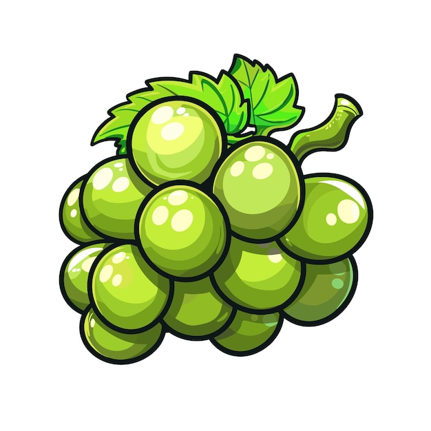 vector grape icon vector illustration of green grape with leaf isolated of white background wine grape logo symbol