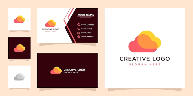 Vector graphic of abstract cloud logo and business card template