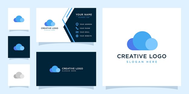 Vector graphic of abstract cloud logo and business card template