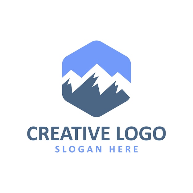 Vector graphic of abstract mountain logo design template