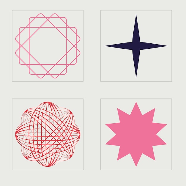 Vector Graphic Assets Set Grote verzameling abstracte grafische geometrische symbolen Objecten in y2k-stijl