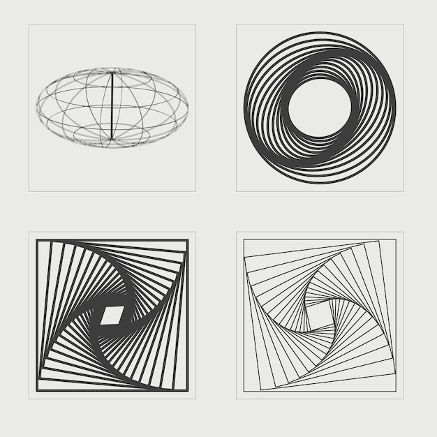 Set di risorse grafiche vettoriali retro ornamenti grafici futuristici oggetti in stile y2k