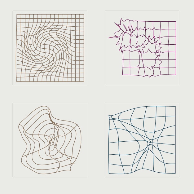 Вектор Набор векторных графических активов модные геометрические постмодернистские фигуры элементы киберпанка