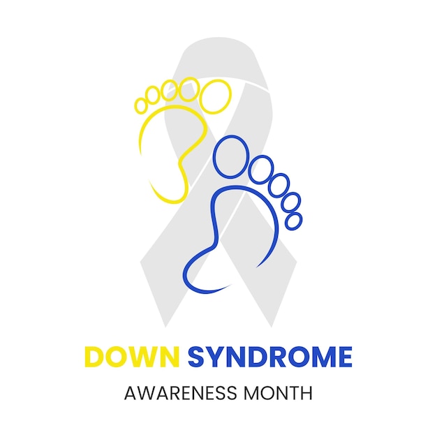 Vector vector graphic of baby's soles with ribbon background suitable for down syndrome awareness month