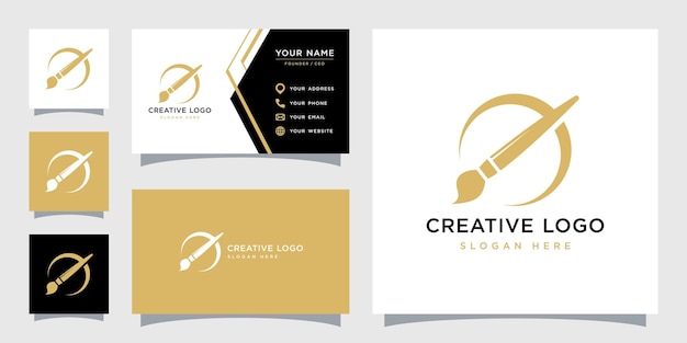 Vector graphic of brush paint logo design template