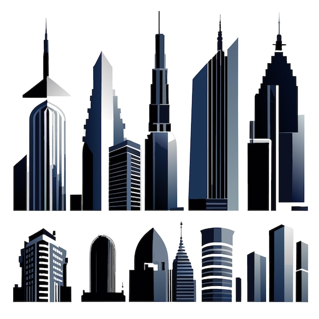 Vector Graphic of Building Silhouettes on White Background