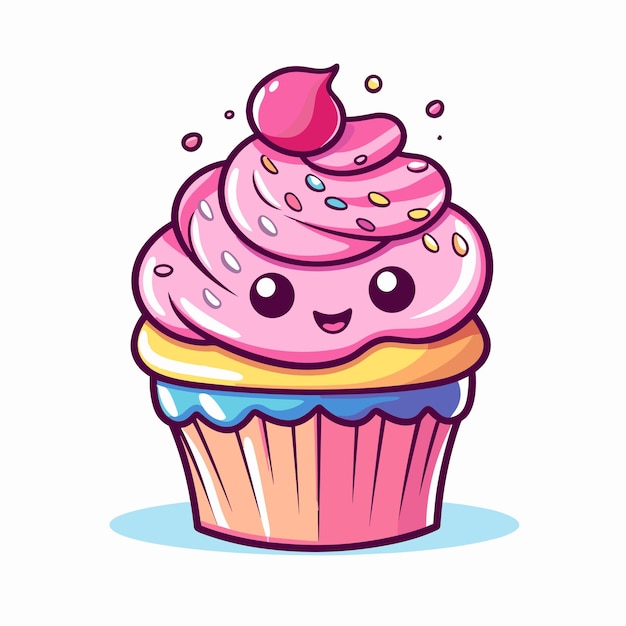 Grafica vettoriale di un'affascinante clipart cupcake in stile cartone animato