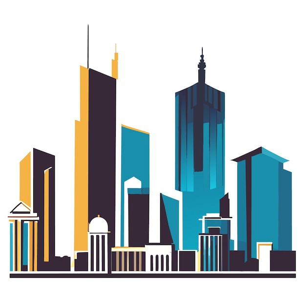 Vector Graphic of Cityscape on White Background