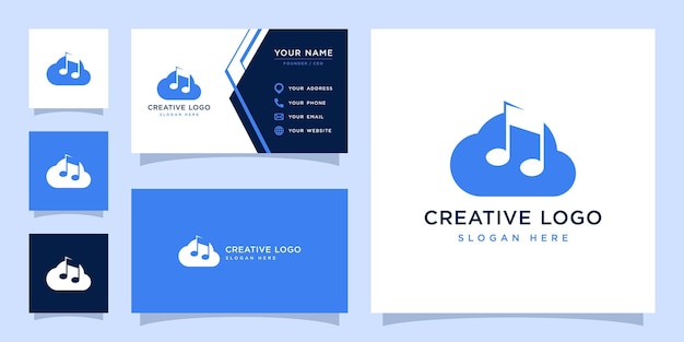 Vector vector graphic of cloud combined with note music logo design template