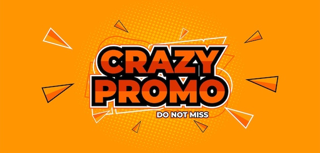 Vector graphic crazy promo orange sale banner promotion yellow