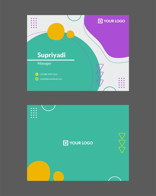 Vector Graphic Design of Green Purple Business Card