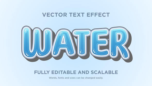 Vector graphic design water text effect editable