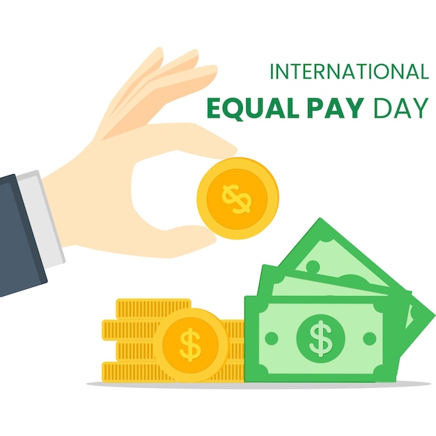 Vector graphic of equal pay day celebration with flat design