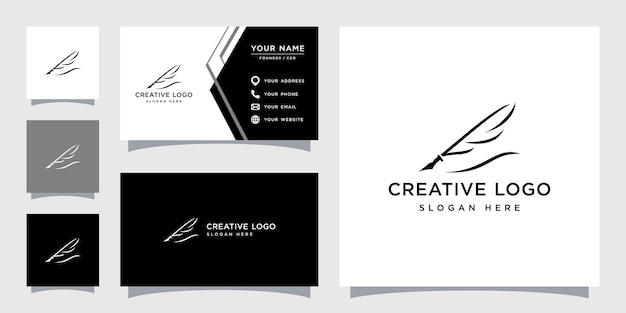 Vector vector graphic of feather pen logo design template