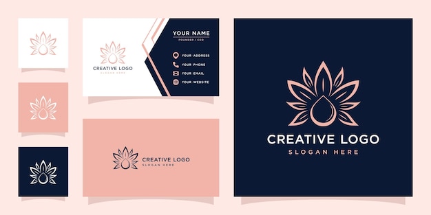 Vector graphic of flower combined with drop logo design template