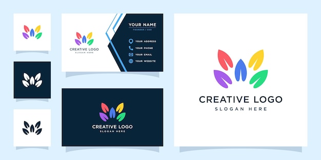 Vector graphic of flower or leaf colorful and business card design template